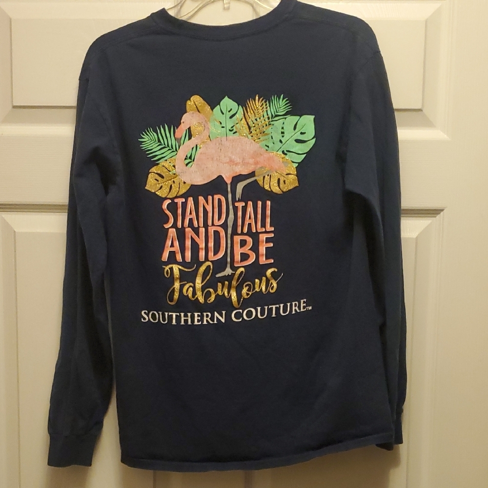Southern Couture Flamingo Long Sleeve Top